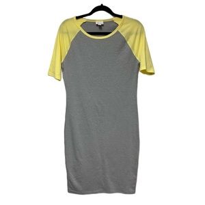 NWT LULAROE Julia Dress Grey & Yellow Size Medium